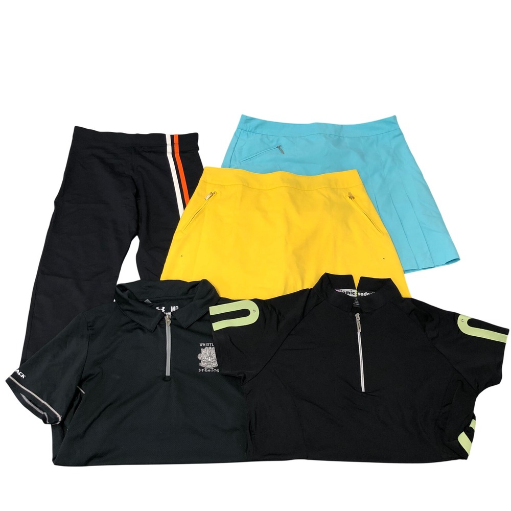 Under Armour Jamie Sadock Women M Golf Activewear Lot 5pc Multicolor Skorts Tops